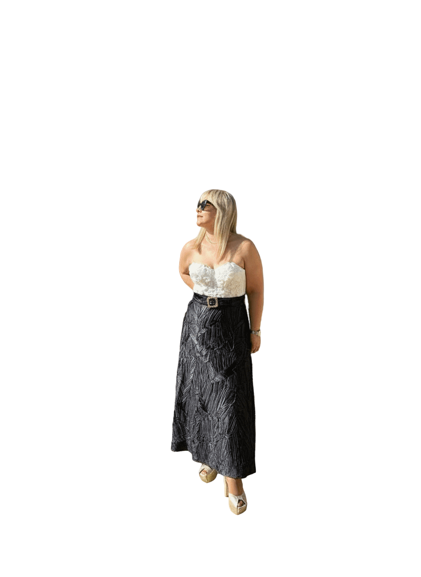 Black Premium Taffeta Midi Skirt: Elegant Chic Style - Bella Boutique & Bellasbylola.com