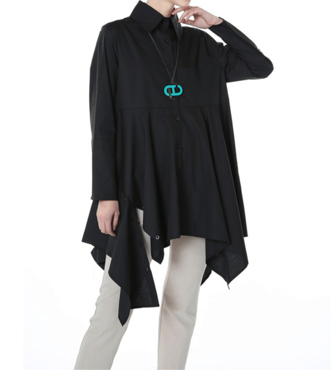 Black Shirt Asymmetric Dress - PREMIUM CLOTHING Black Shirt Asymmetric Dress - PREMIUM CLOTHING