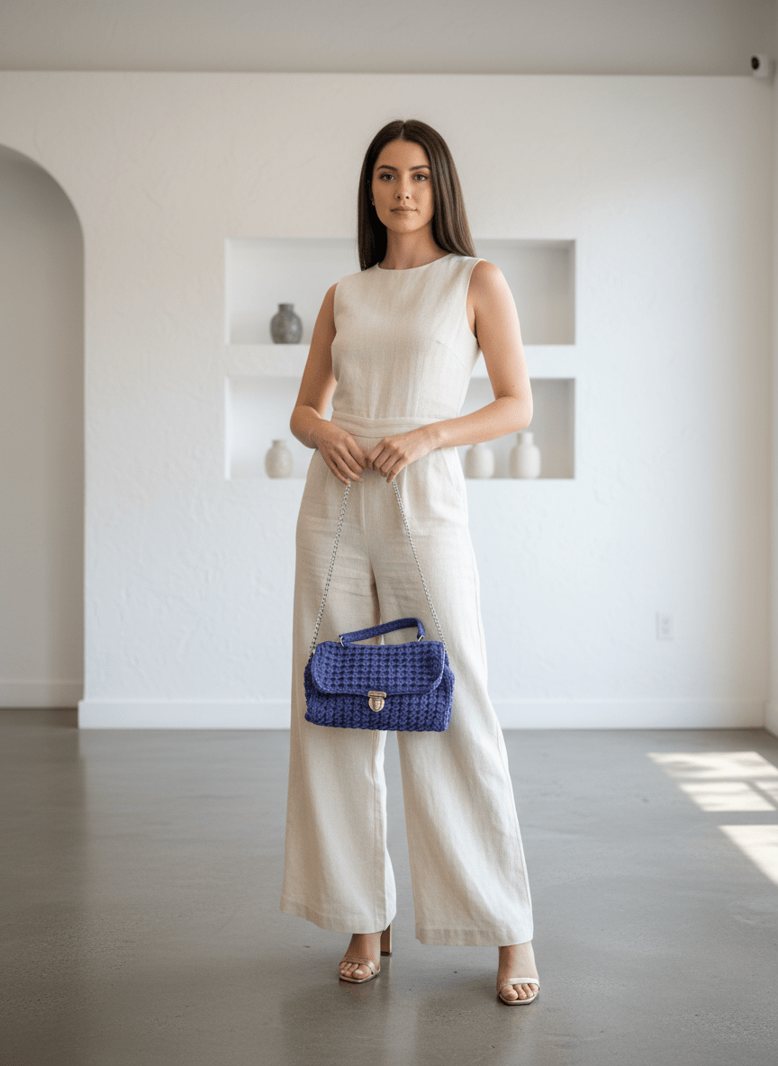 Blue Crochet Handbag - Handmade - Bella Boutique & Bellasbylola.com