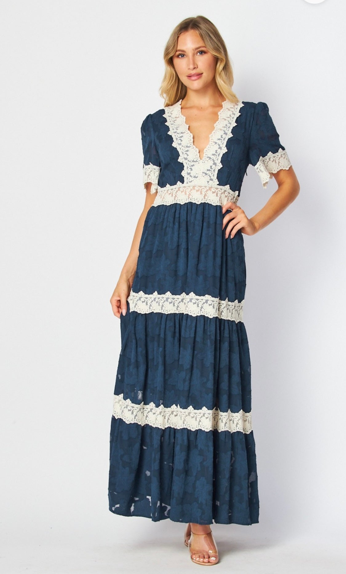 Blue Lace Maxi Dress - Bella Boutique & Bellasbylola.com