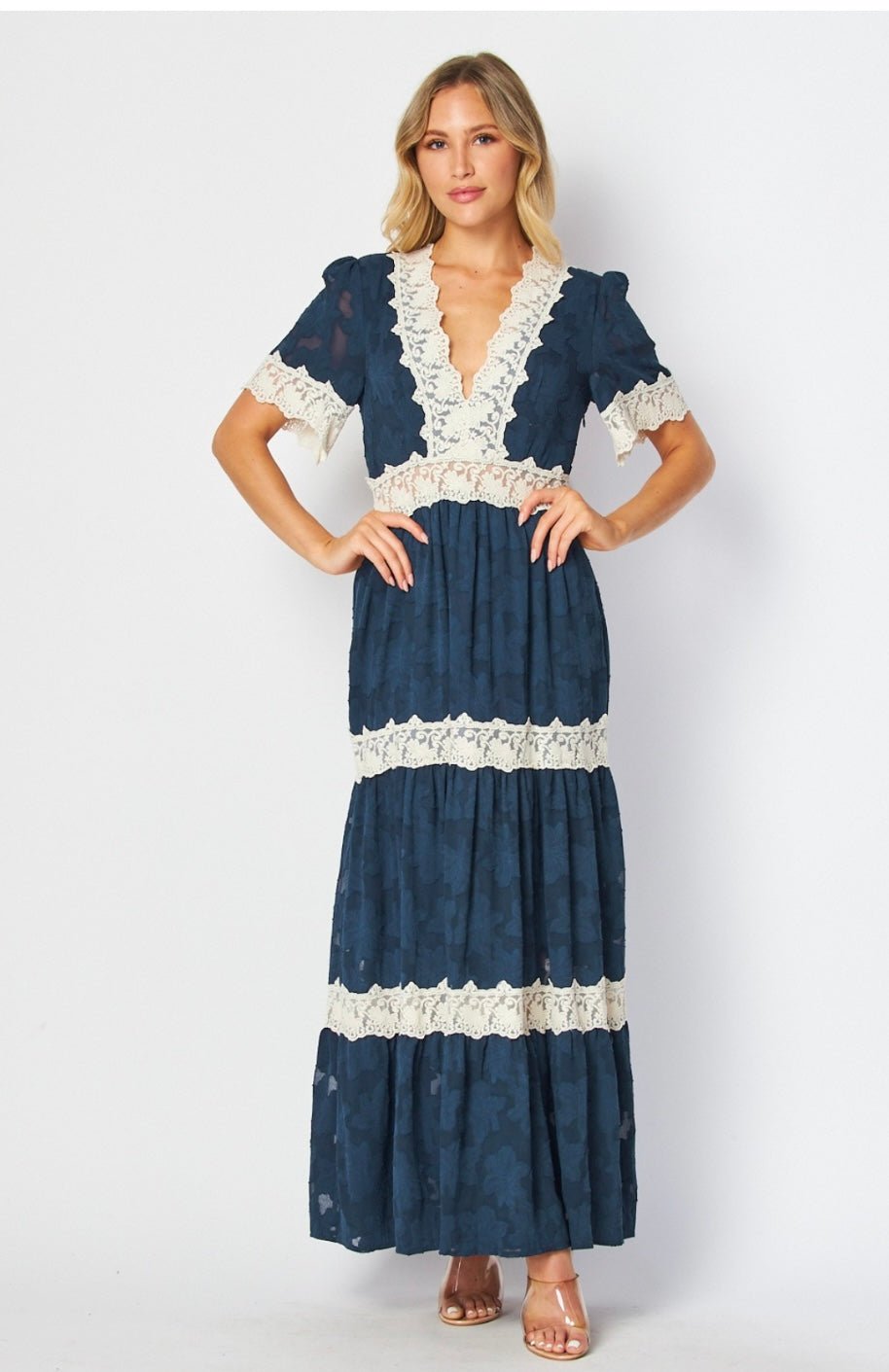 Blue Lace Maxi Dress - Bella Boutique & Bellasbylola.com