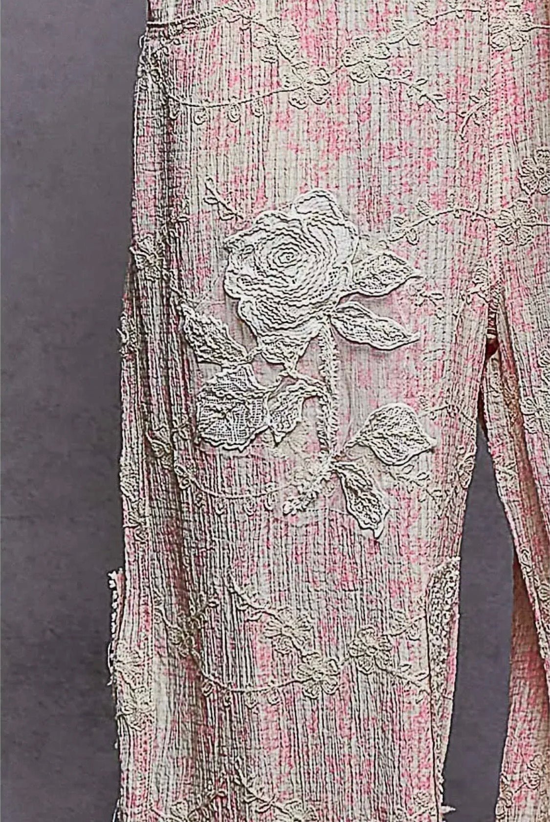 Bohemian Pink Floral Embroidery Crochet Overall - Runs big ! you can go down one size - BELLASBYLOLA.COM
