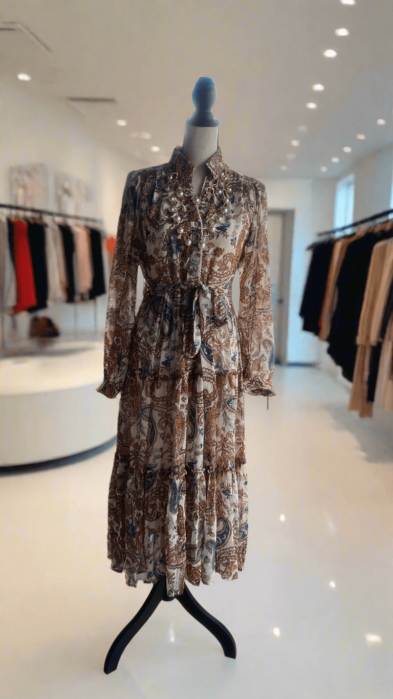 Boho Cream Paisley Midi Dress - NEW 💫 - Tax Incluido - Bella Boutique & Bellasbylola.com