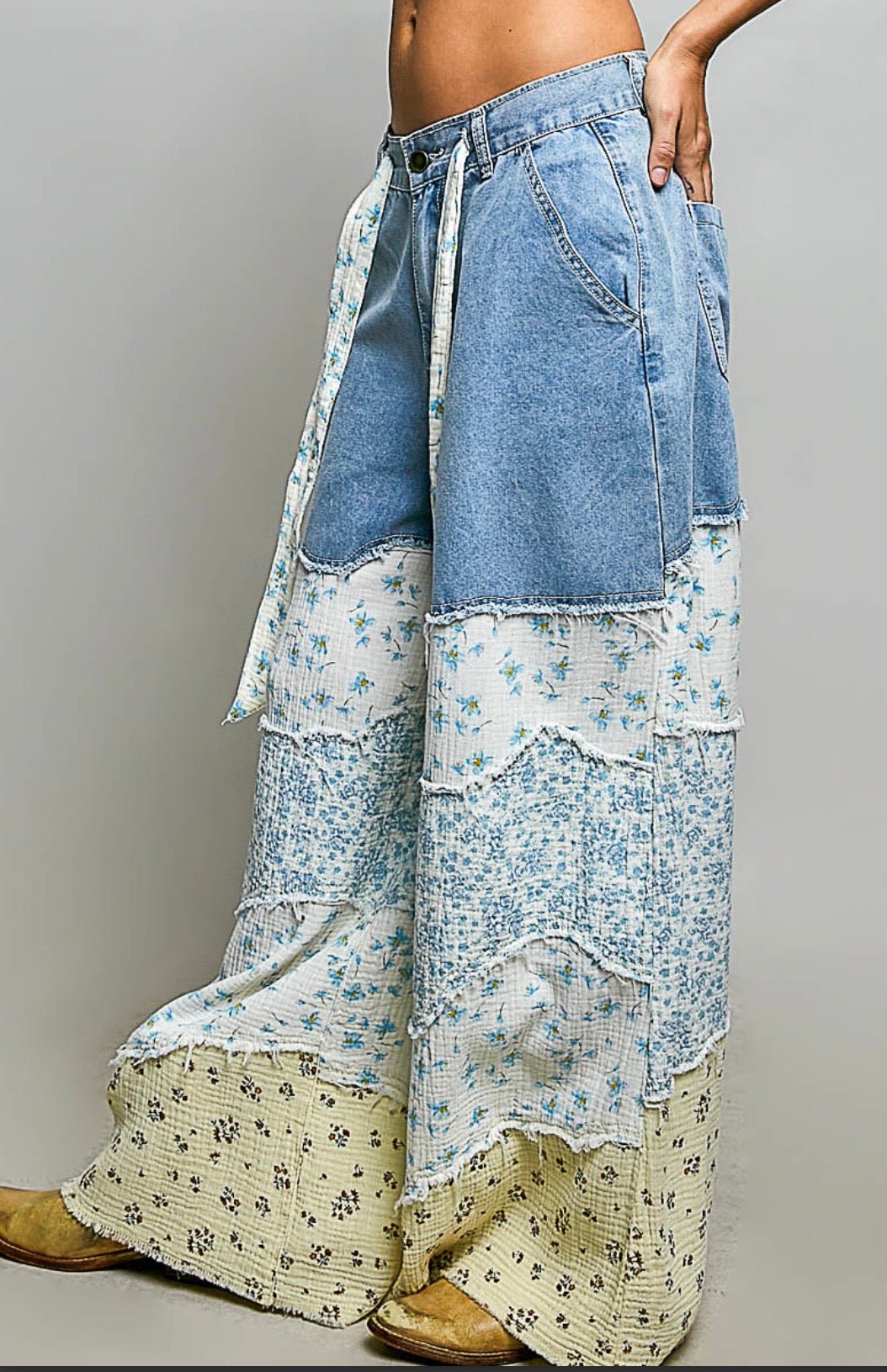 Boho Patchwork Wide-Leg Jeans – Premium Women’s Denim Pants - BELLASBYLOLA.COM