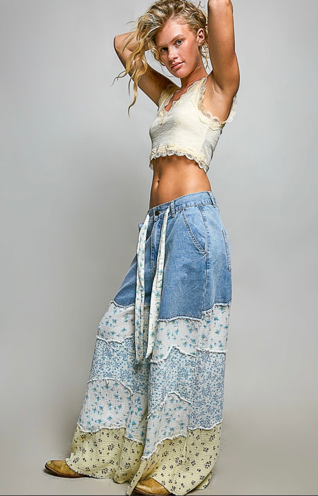Boho Patchwork Wide-Leg Jeans – Premium Women’s Denim Pants - BELLASBYLOLA.COM