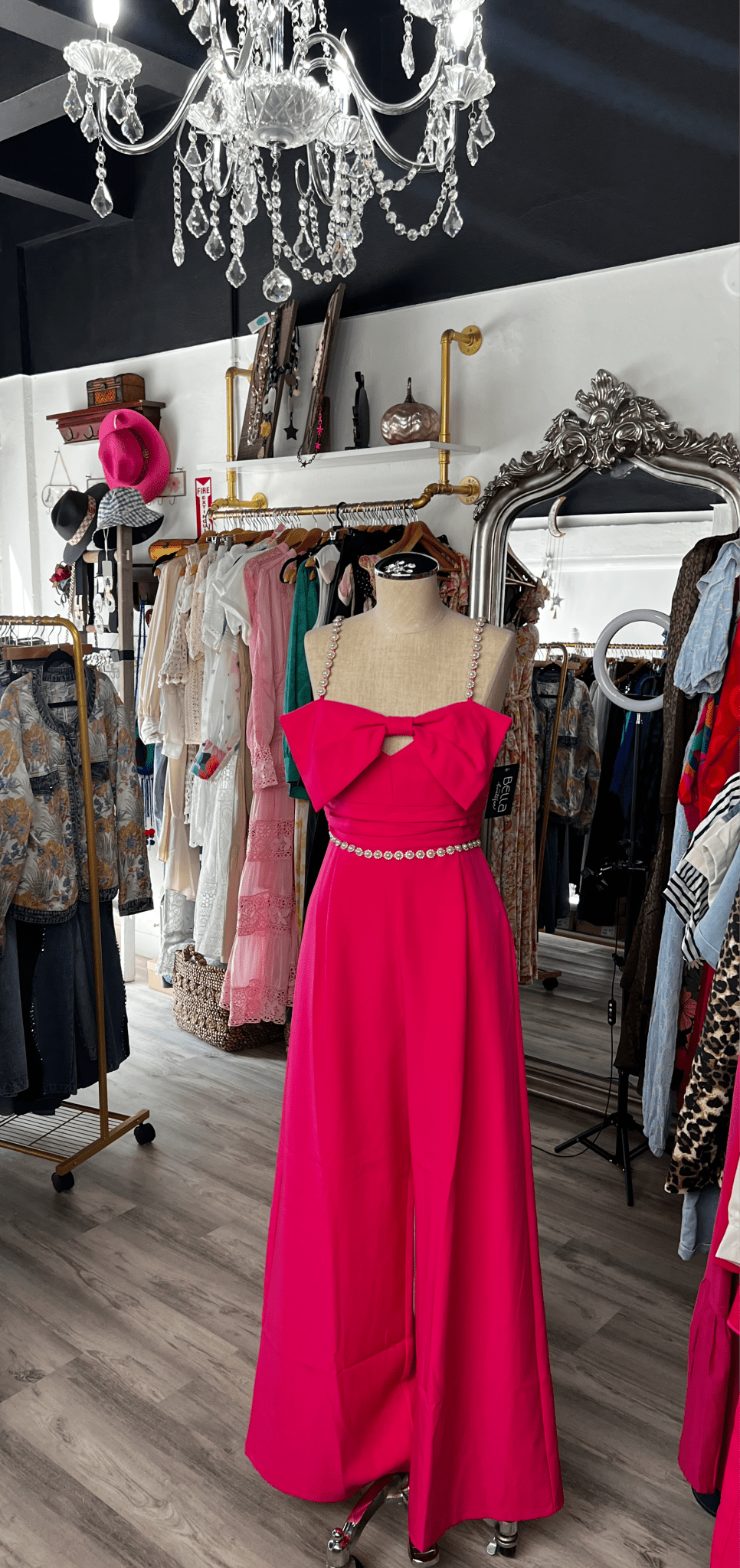 Bow detail & Rhinestone Exquisite Jumpsuit - Bella Boutique & Bellasbylola.com