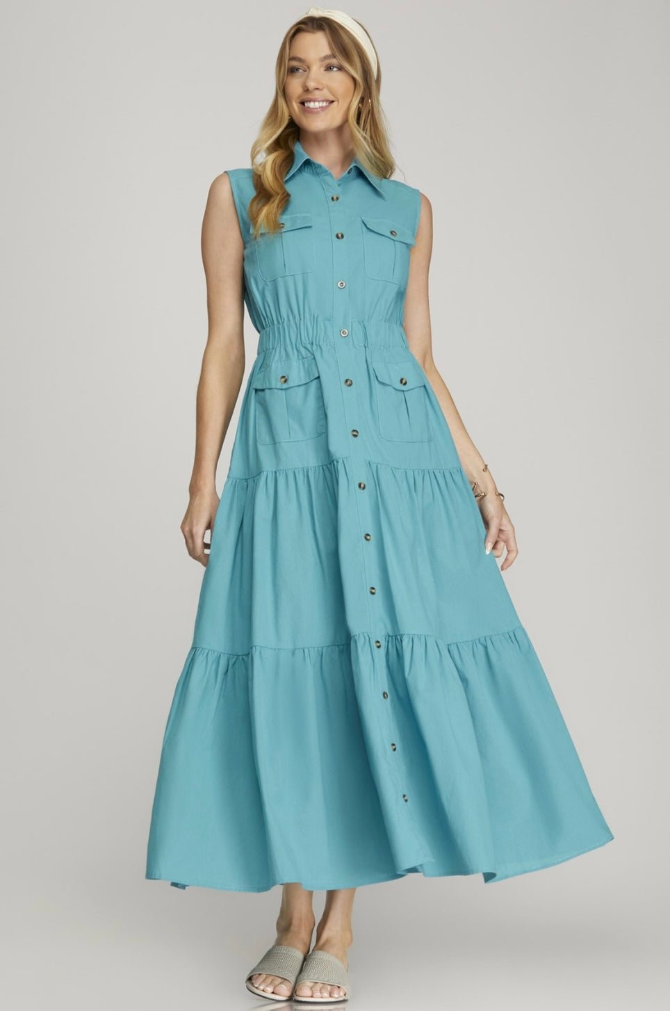 Button Down Tiered Dress - Best Seller ✨✨ - Bella Boutique & Bellasbylola.com