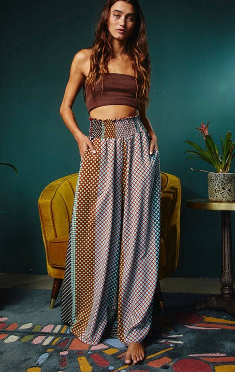 Smocked Waist Wide Leg Pants - 100% Polyester - True to Size - Bella Boutique & Bellasbylola.com