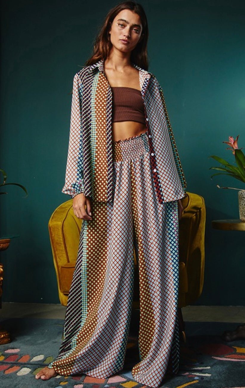Smocked Waist Wide Leg Pants - 100% Polyester - True to Size - Bella Boutique & Bellasbylola.com