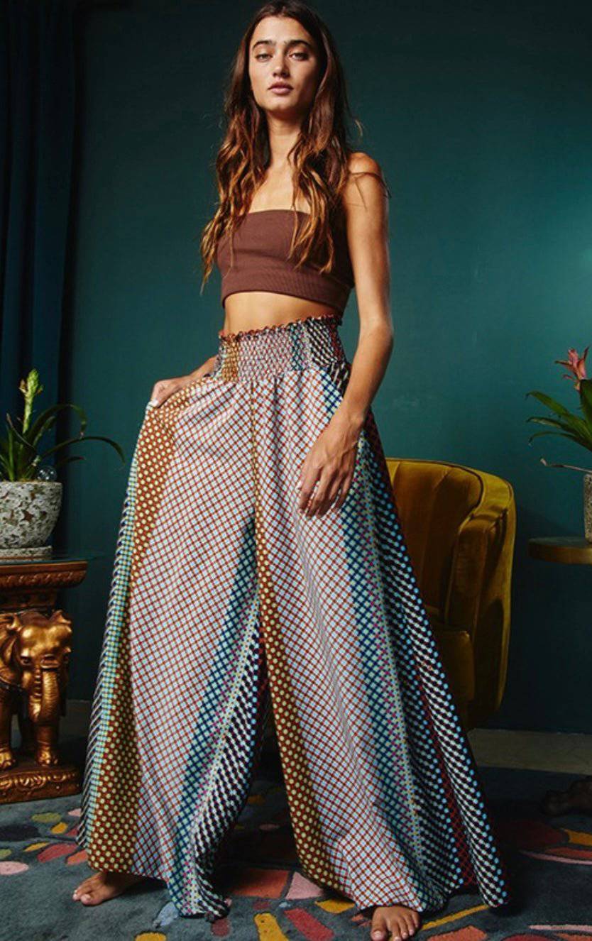 Smocked Waist Wide Leg Pants - 100% Polyester - True to Size - Bella Boutique & Bellasbylola.com