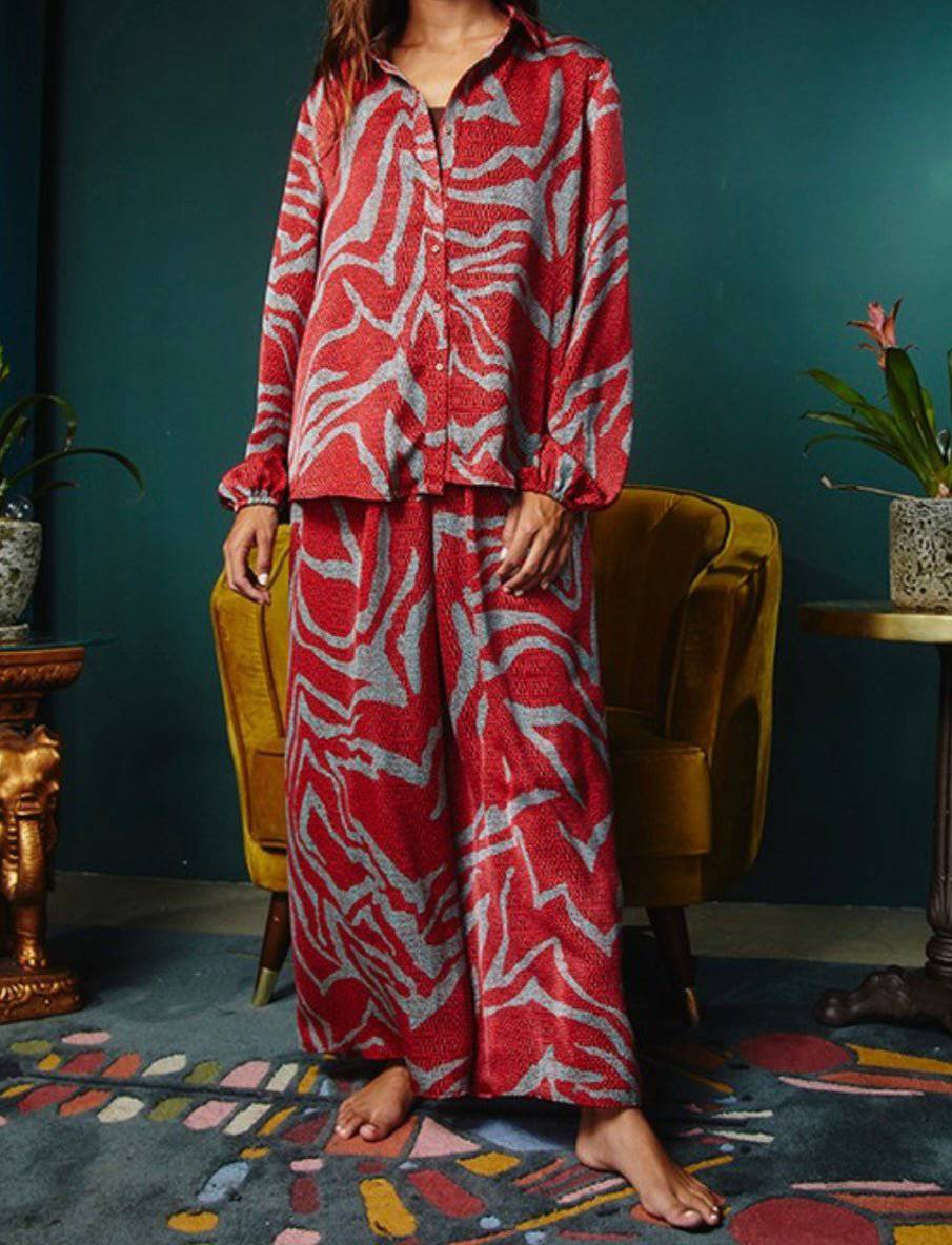Smocked Waist Wide Leg Pants - 100% Polyester Coordinating Blouse Available - Bella Boutique & Bellasbylola.com