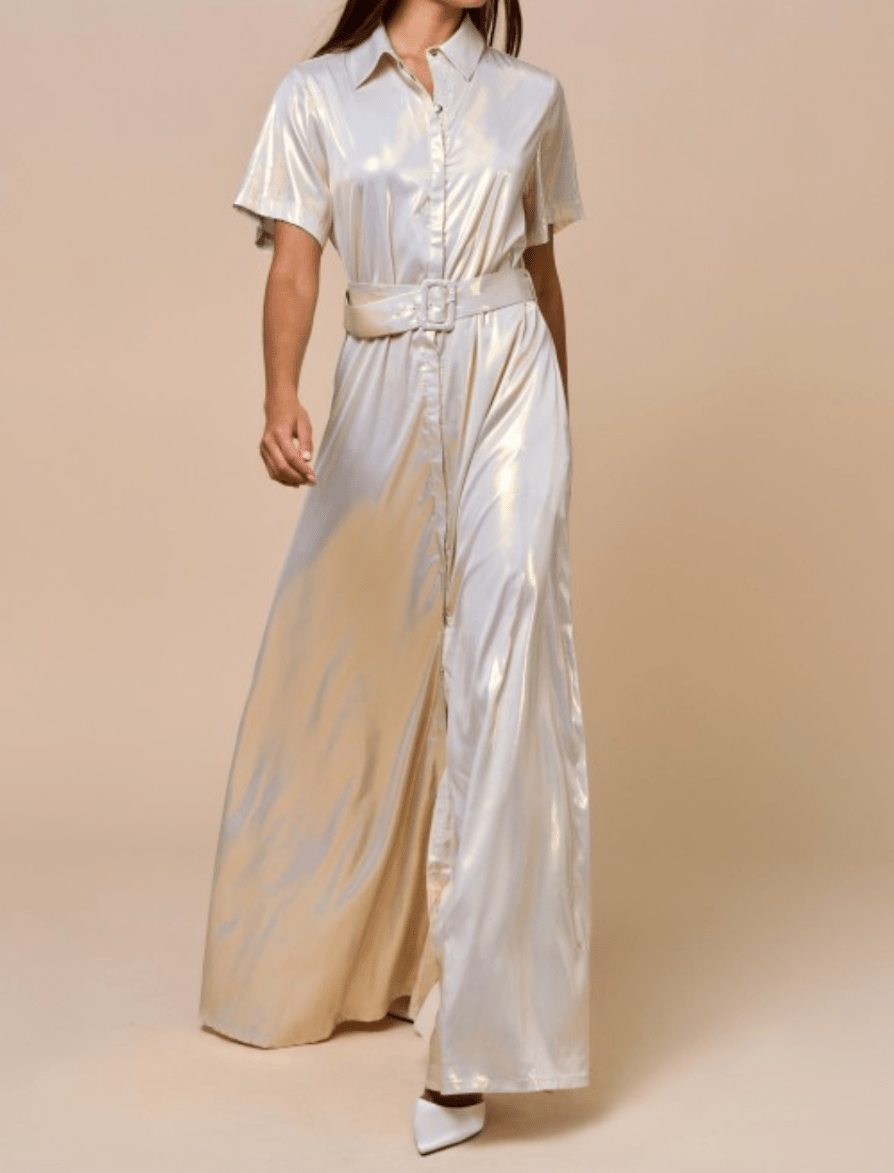 True to Size Champagne Maxi Dress - Button Down - Bella Boutique & Bellasbylola.com