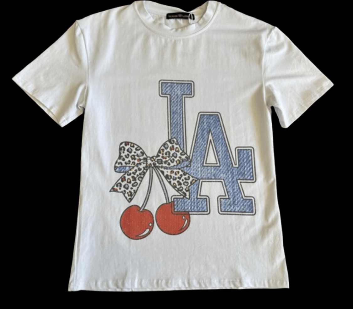Cherry Fashion Print T-shirt - Los Angeles Print 🍒 - Bella Boutique & Bellasbylola.com