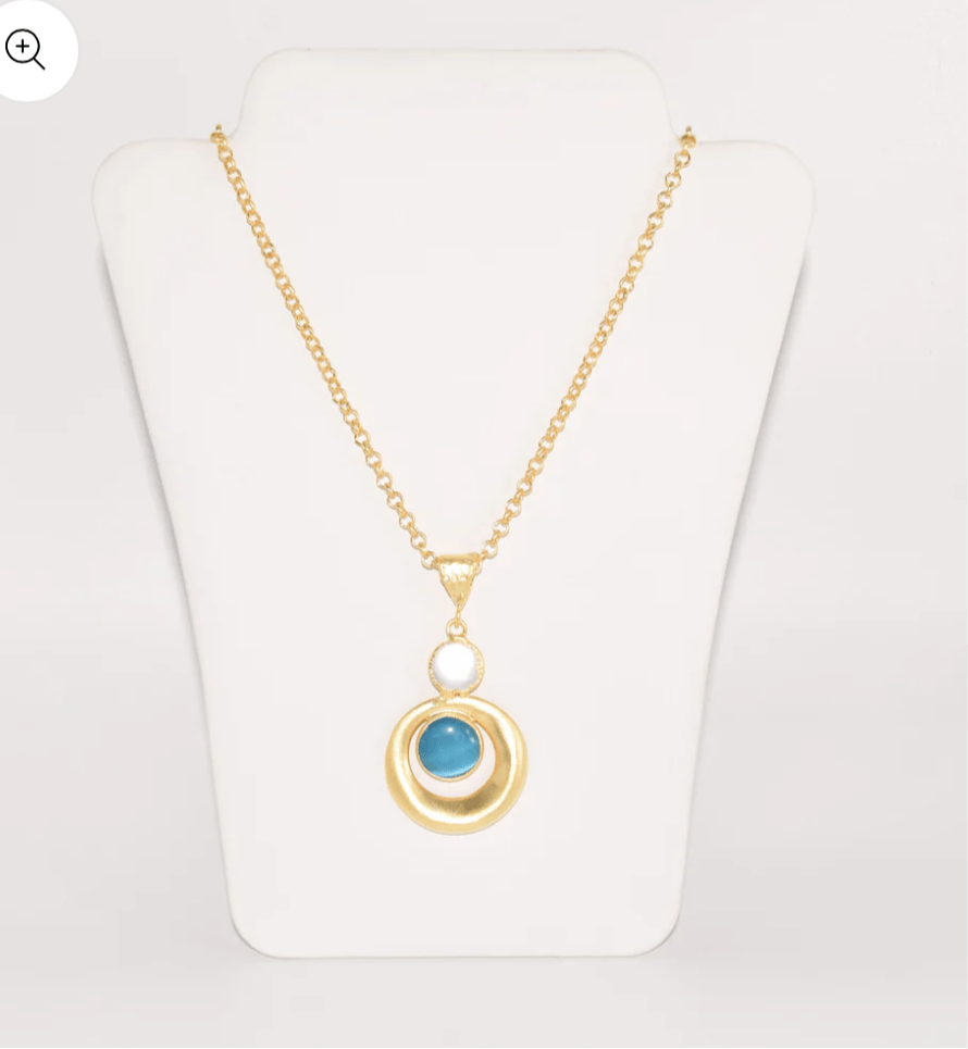 Collar Color oro con piedra azul turquesa Bisutería - Turka - Bella Boutique & Bellasbylola.com