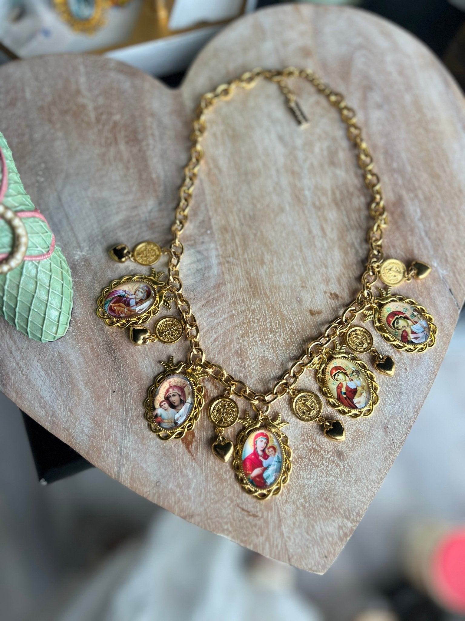Spanish Catholic Virgen María Necklace - Handmade in Málaga - Bella Boutique & Bellasbylola.com
