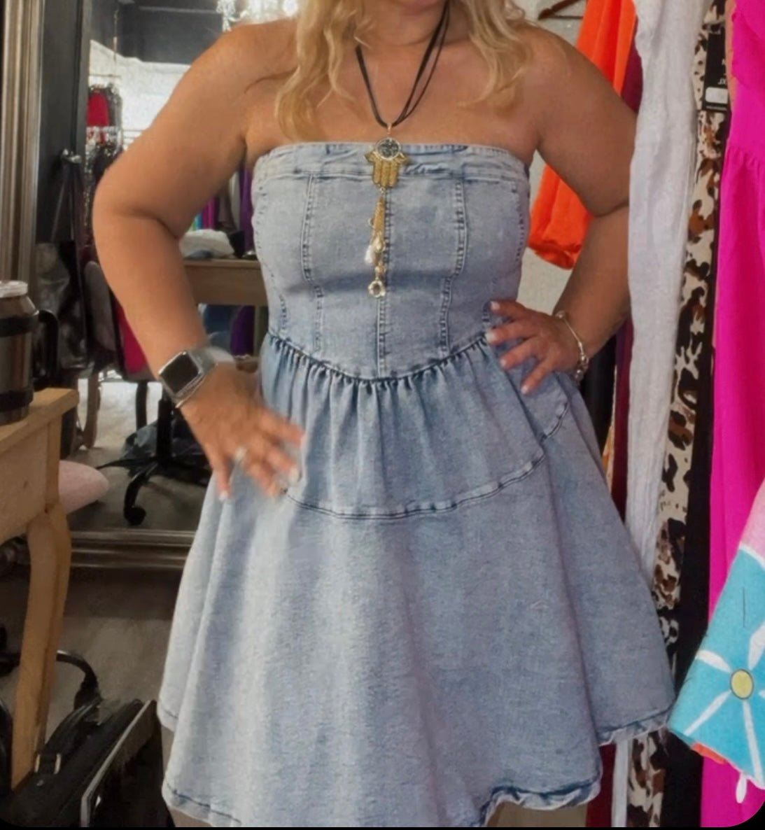 Modern Style Denim Short Dress Bella Boutique & Bellasbylola.com