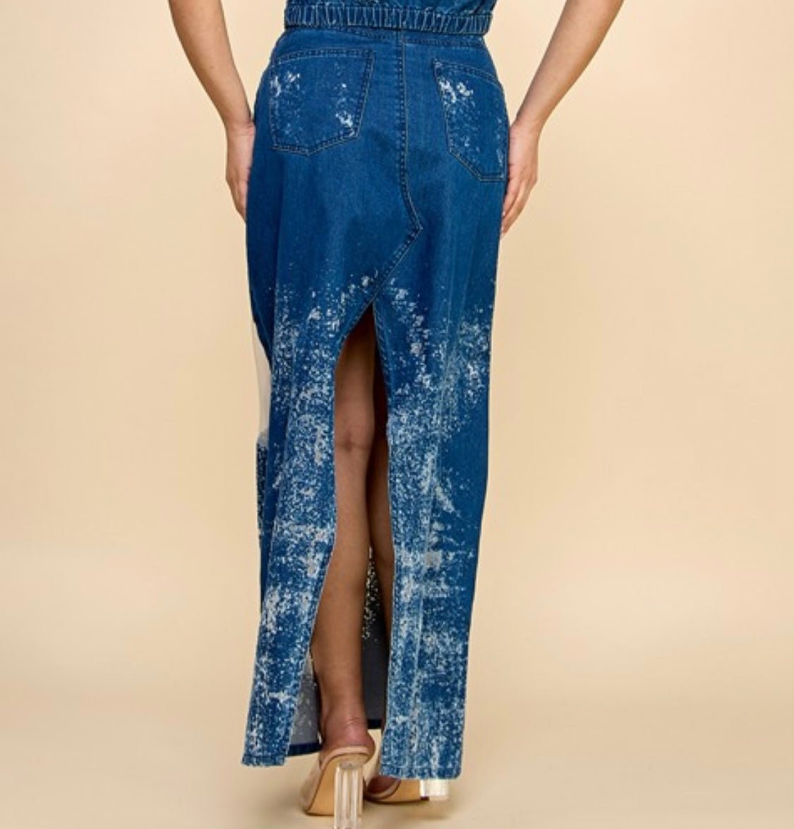 Denim Maxi Sheer Design Skirt - New ✨ - Bella Boutique & Bellasbylola.com