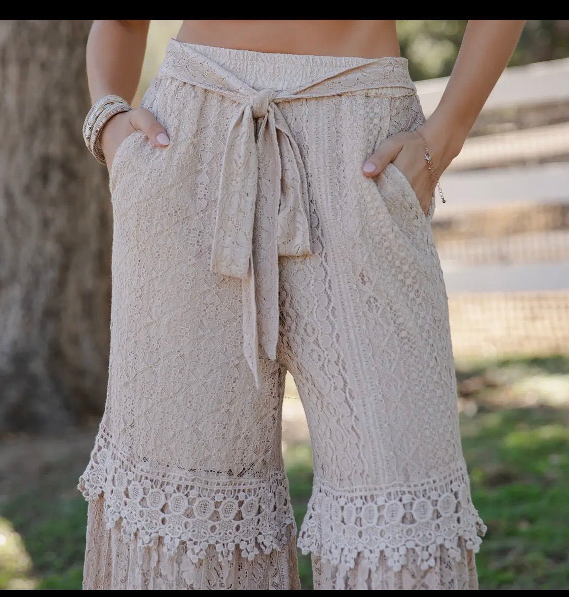 Desert Dream Boho Dream Cloud Pant Tiered Lace & Net Trim - Bella & Bellasbylola.com