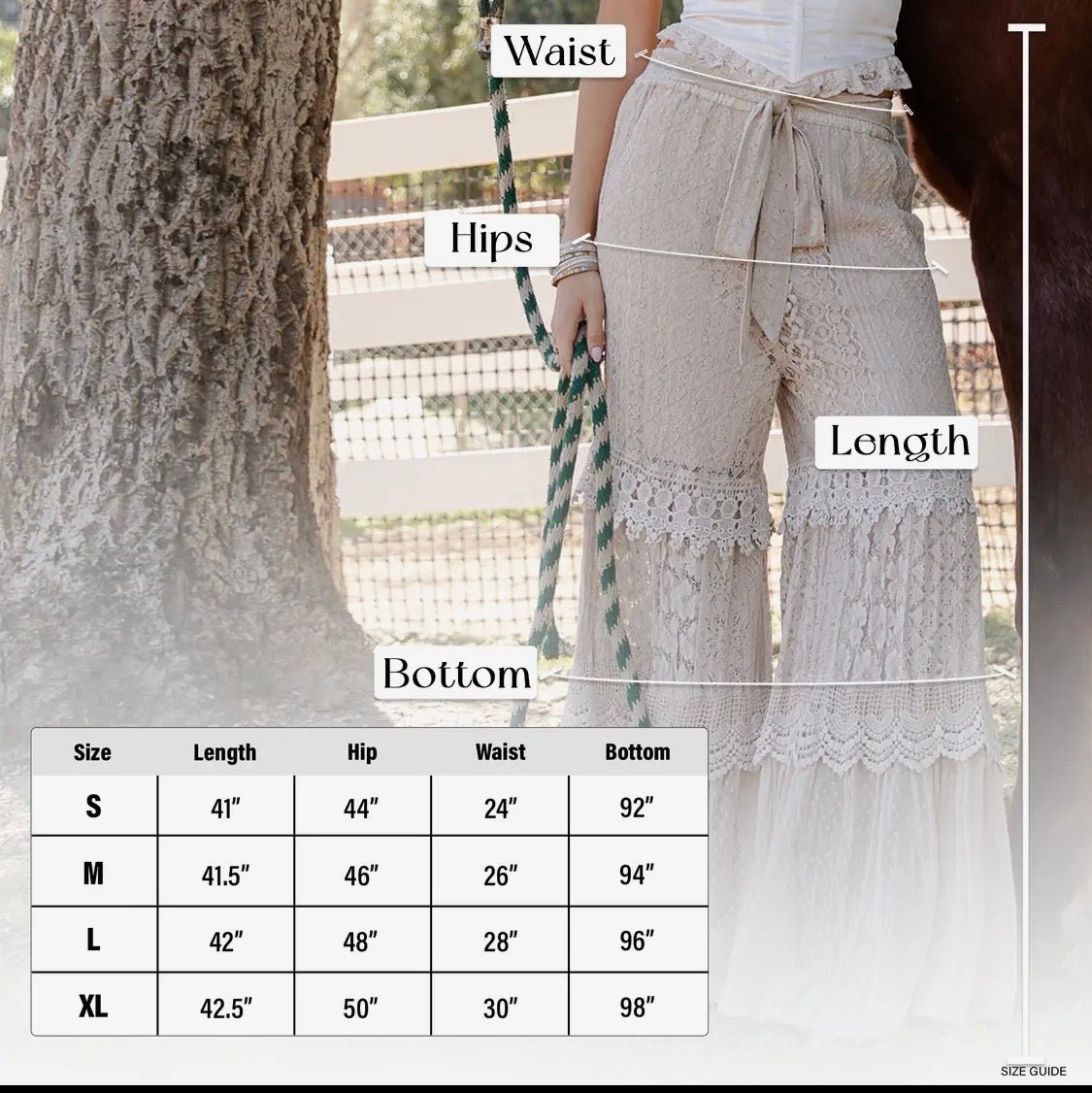 Desert Dream Boho Dream Cloud Pant Tiered Lace & Net Trim - Bella & Bellasbylola.com