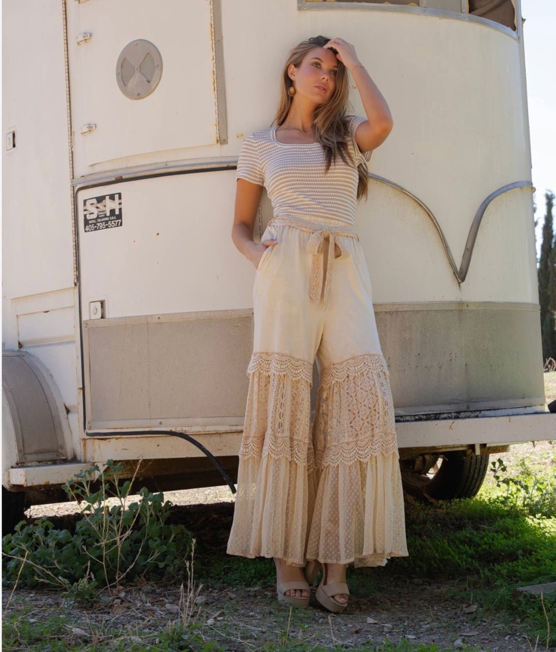 Desert Dream Lounge Western Pants Knit & Tiered Lace - Arriving 6/13/26 - BELLA BOUTIQUE & BELLASBYLOLA.COM 🇵🇷