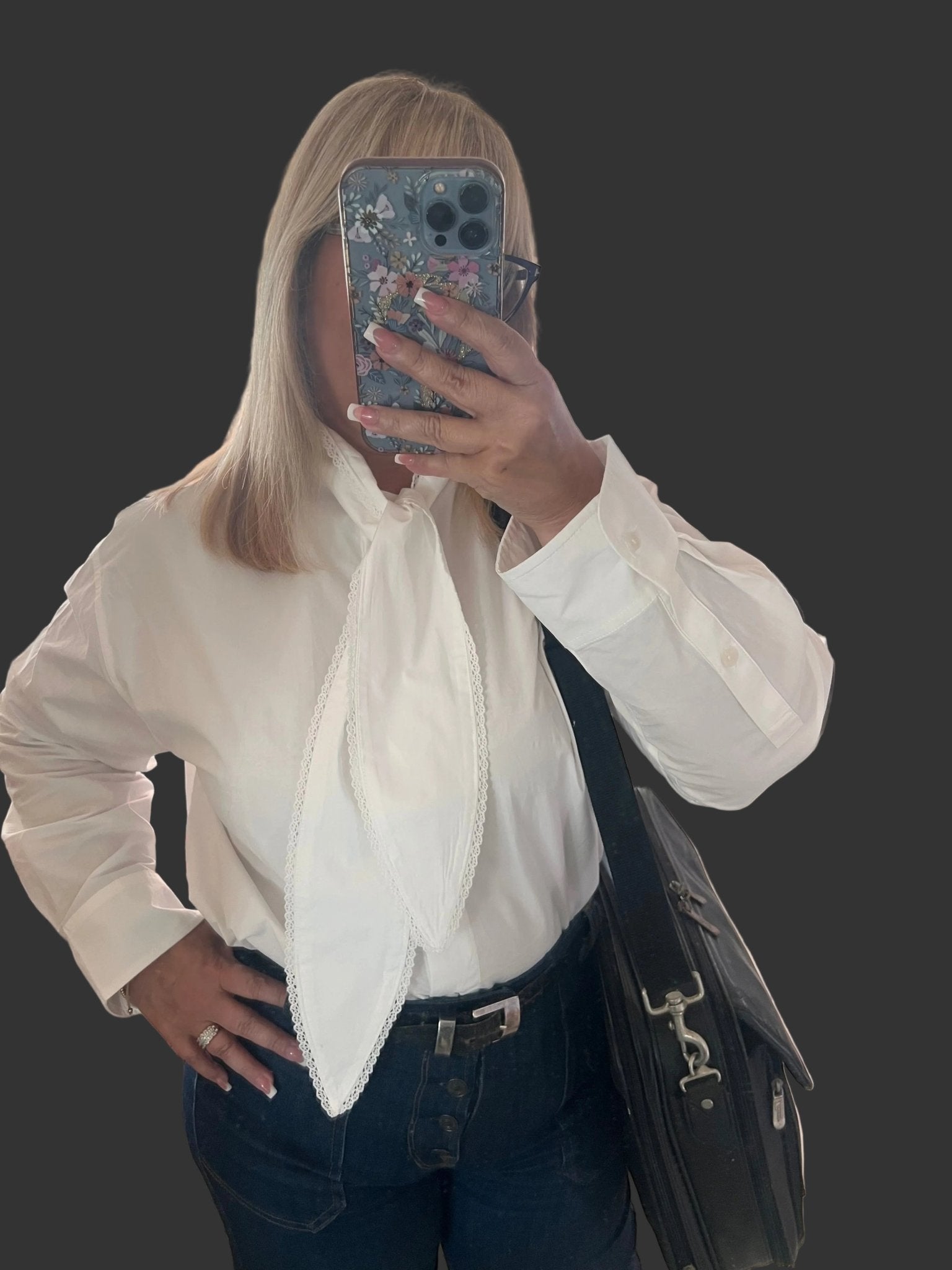 Elegant White Blouse with Oversized Fit and Front Tie Detail - New✨ - Bella Boutique & Bellasbylola.com