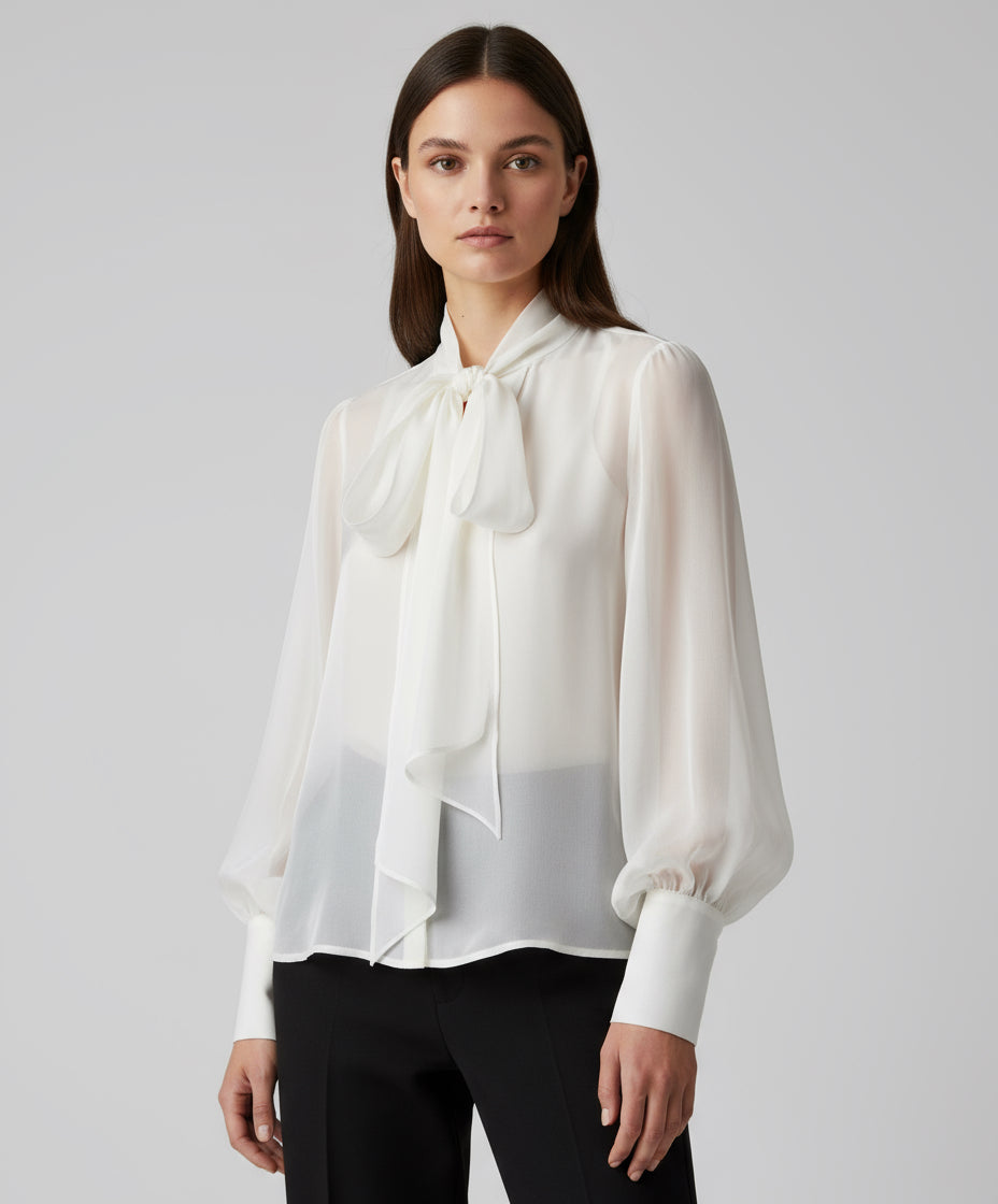 Fine Organza Boho Chic Bowtie Blouse /Premium Clothing💫 - Bella Boutique & Bellasbylola.com