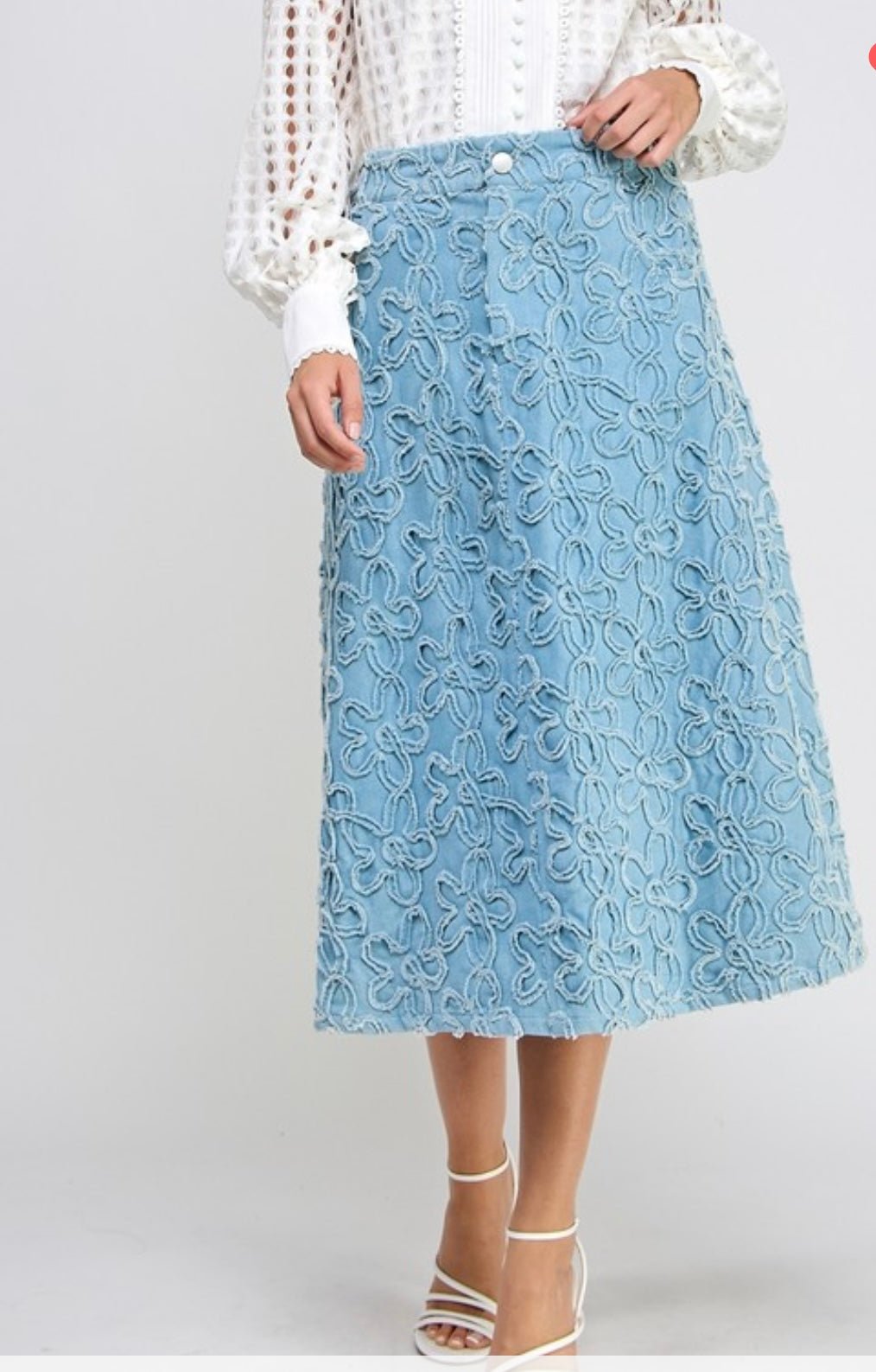 Floral Embroidery Denim Skirt - New 🌟 - Bella Boutique & Bellasbylola.com