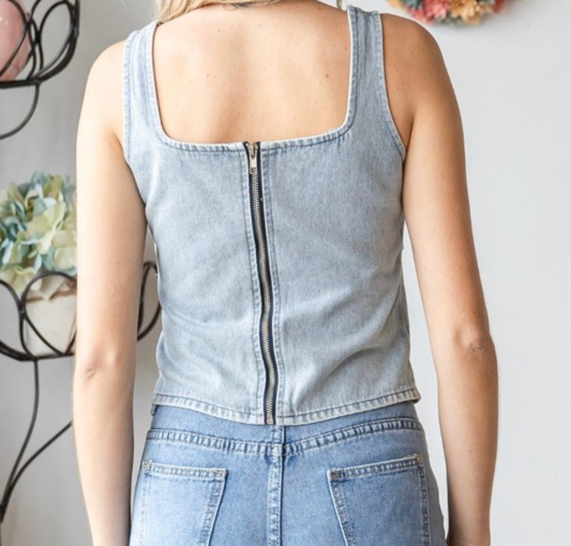 Floral Denim Vest with Appliqué - Bella Boutique & Bellasbylola.com
