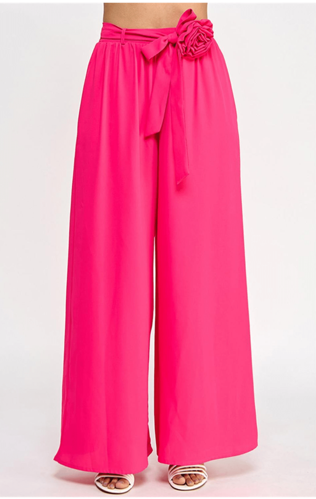 Flower Appliqué Palazzo Pants Hot Pink - Bella Boutique & Bellasbylola.com