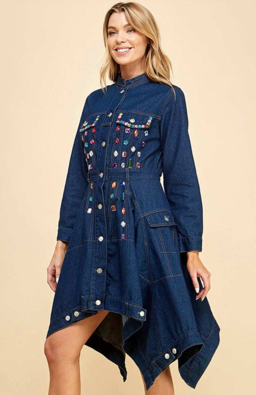 Chic Gem Asymmetrical Mini Dress - Bella Boutique & Bellasbylola.com