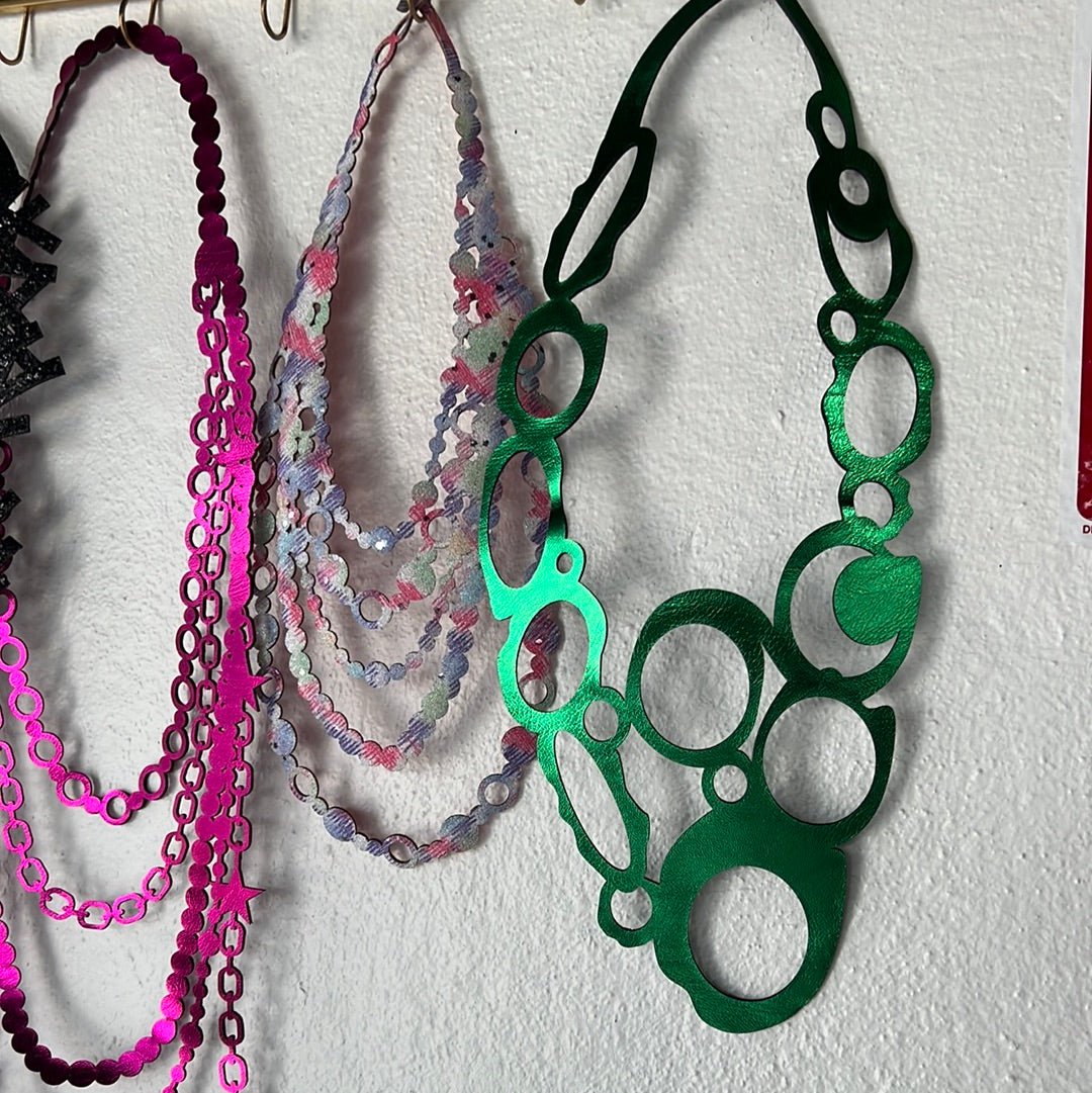 Lush Green Leather Necklace for Trendsetting Fashionistas - Bella Boutique & Bellasbylola.com