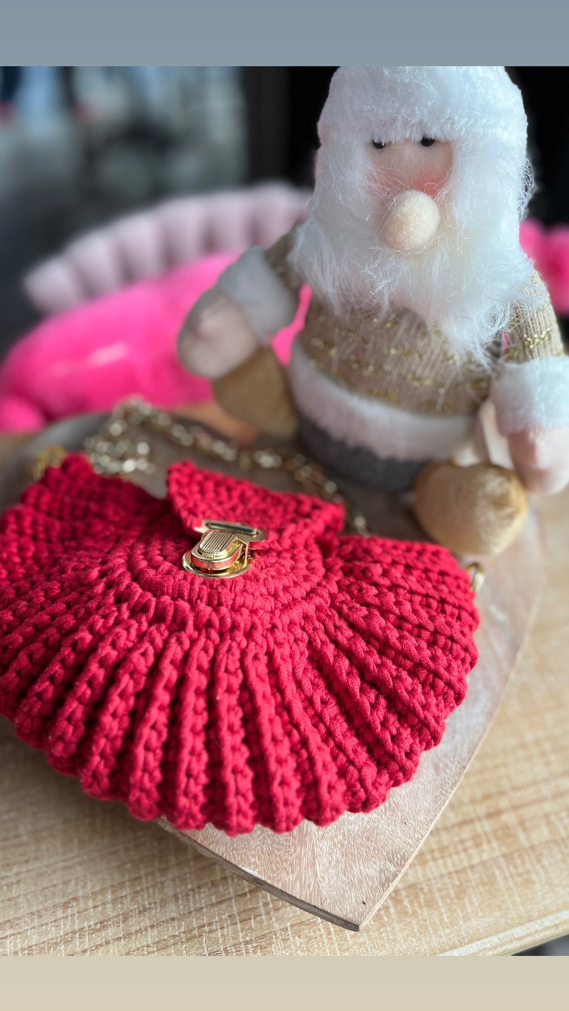 Red Color Handmade Crochet Bag - Bella Boutique & Bellasbylola.com