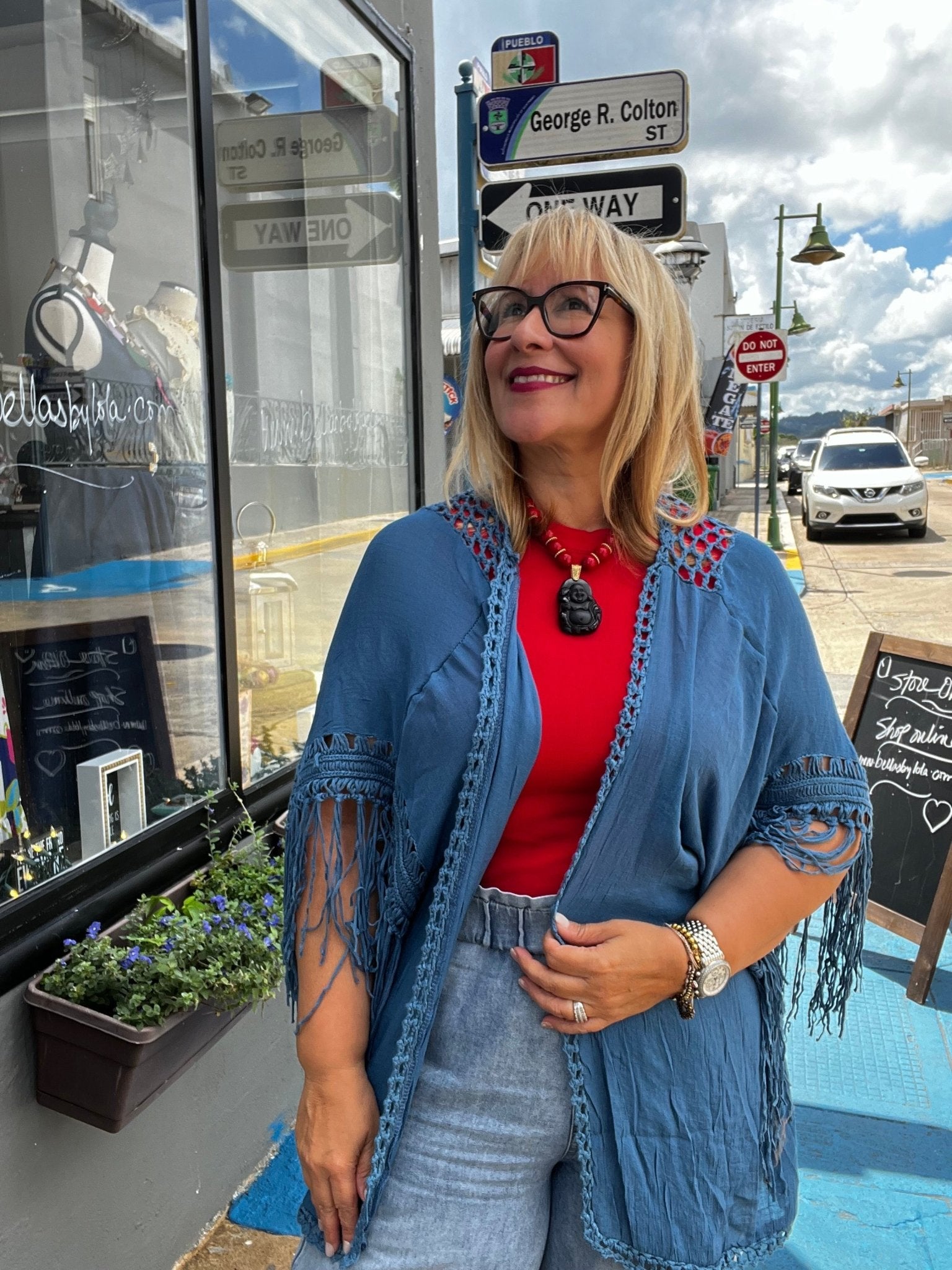 Hand Made Crochet Medallion Tassel Kimono with Fringe - Tax Included - Bella Boutique & Bellasbylola.com