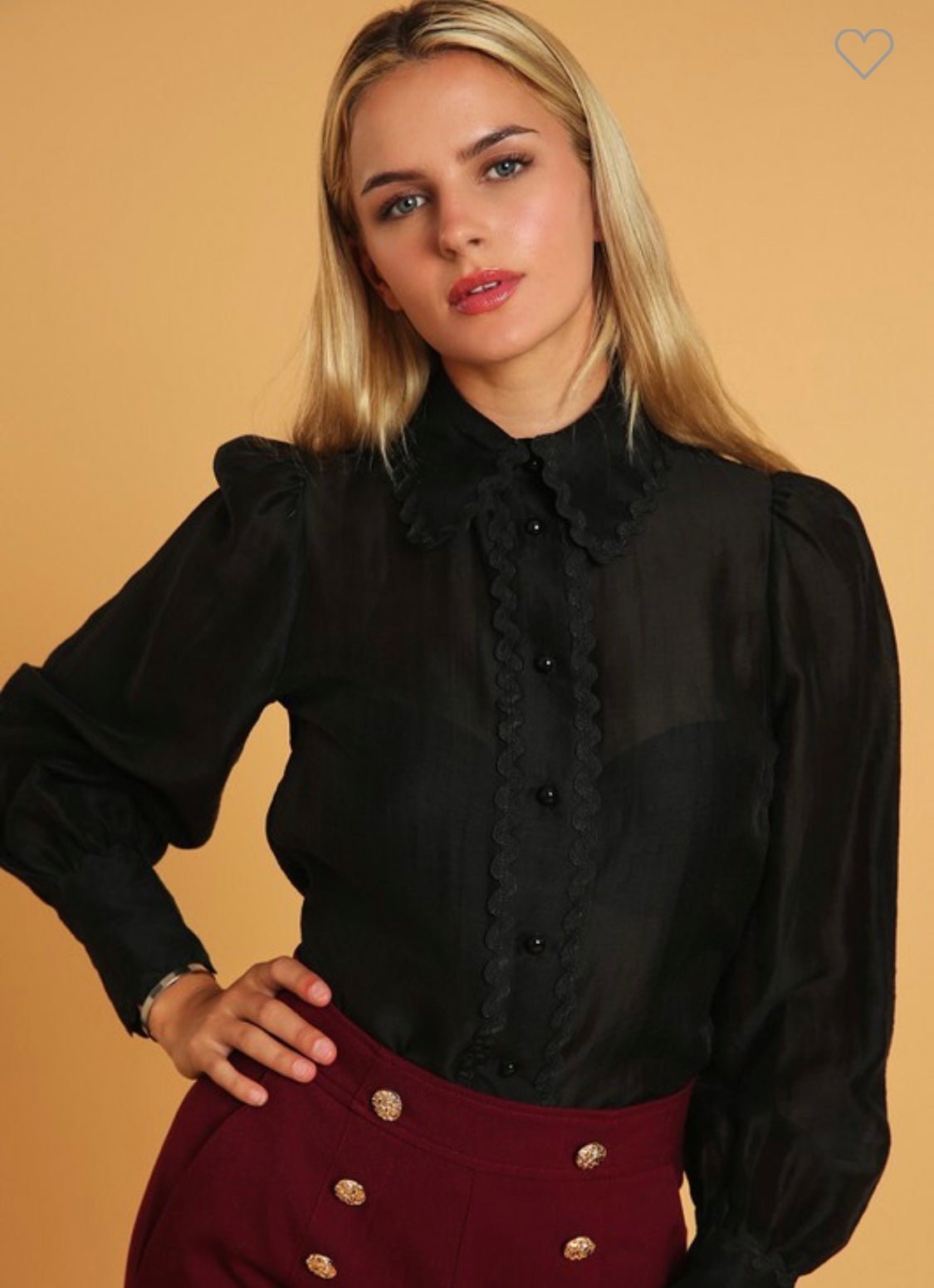 High Tie Ric - Rac Long Sleeve Top - Bella Boutique & Bellasbylola.com