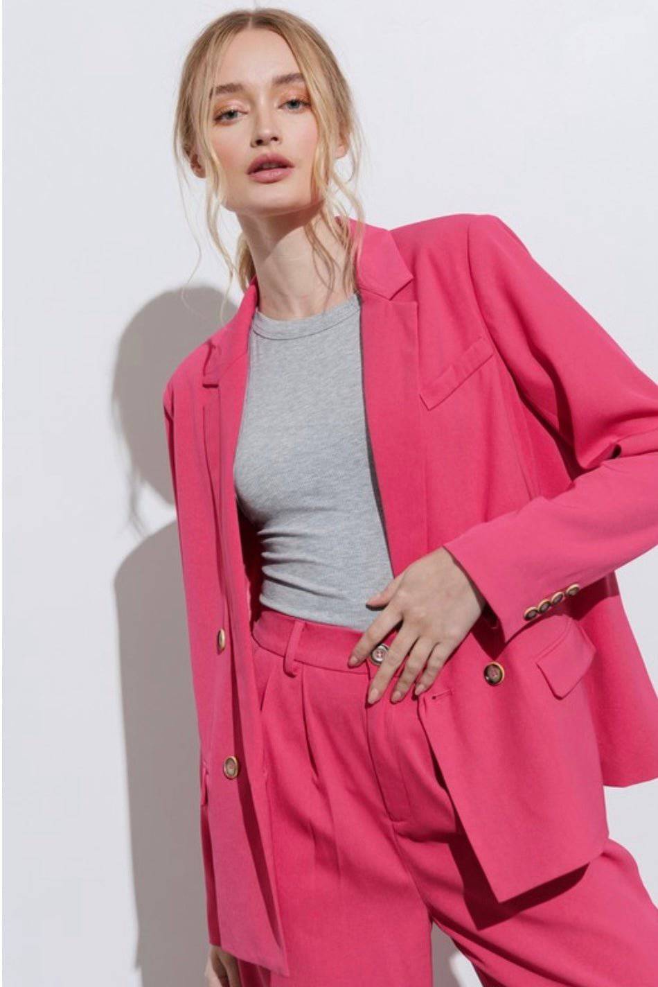Hot Pink Trouser Pants - Andrea Collection - Bella Boutique & Bellasbylola.com