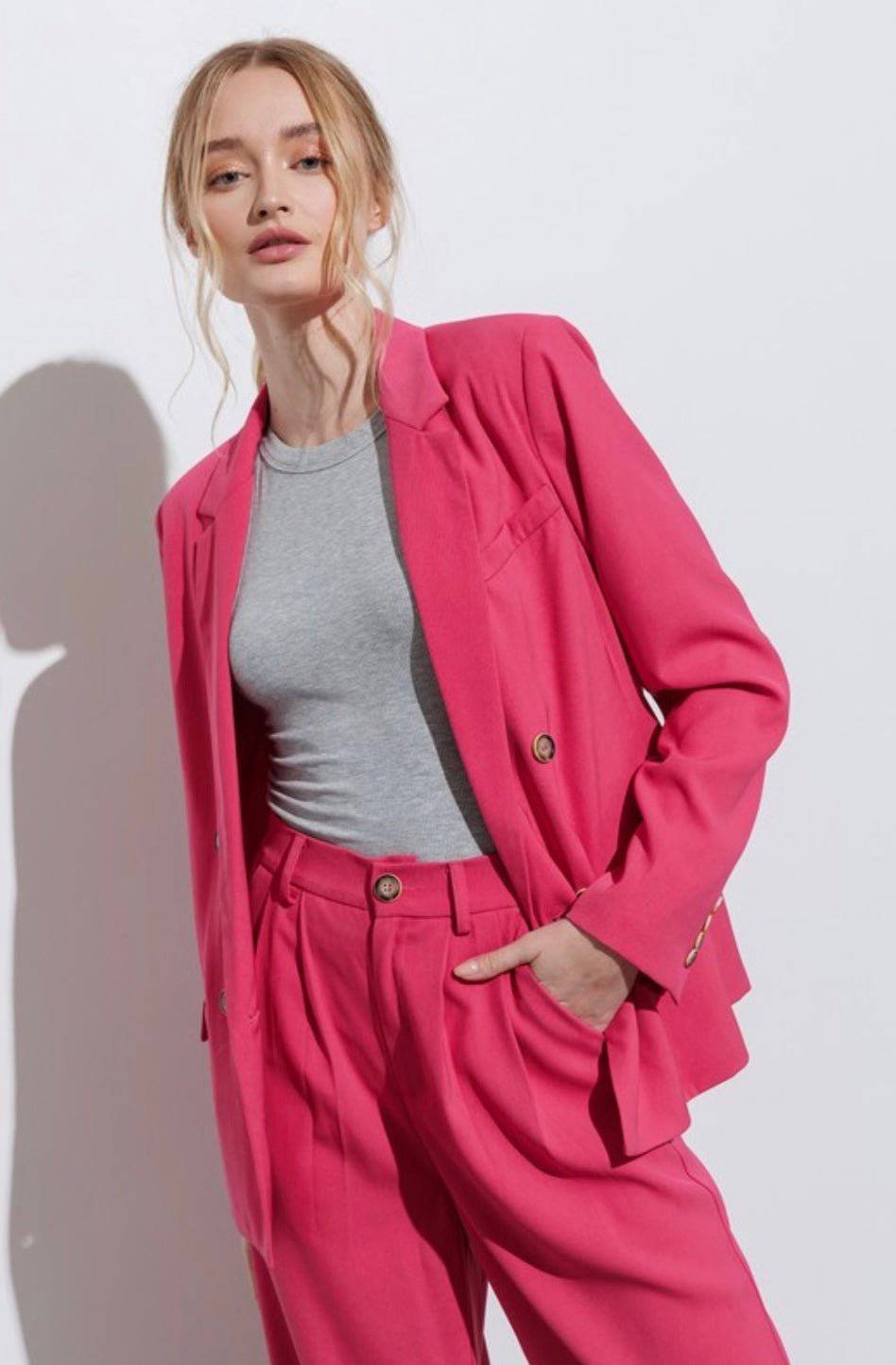 Hot Pink Trouser Pants - Andrea Collection - Bella Boutique & Bellasbylola.com