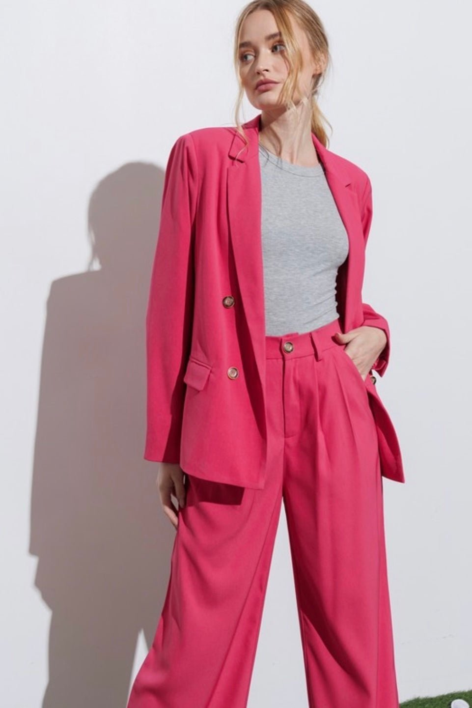 Hot Pink Trouser Pants - Andrea Collection - Bella Boutique & Bellasbylola.com