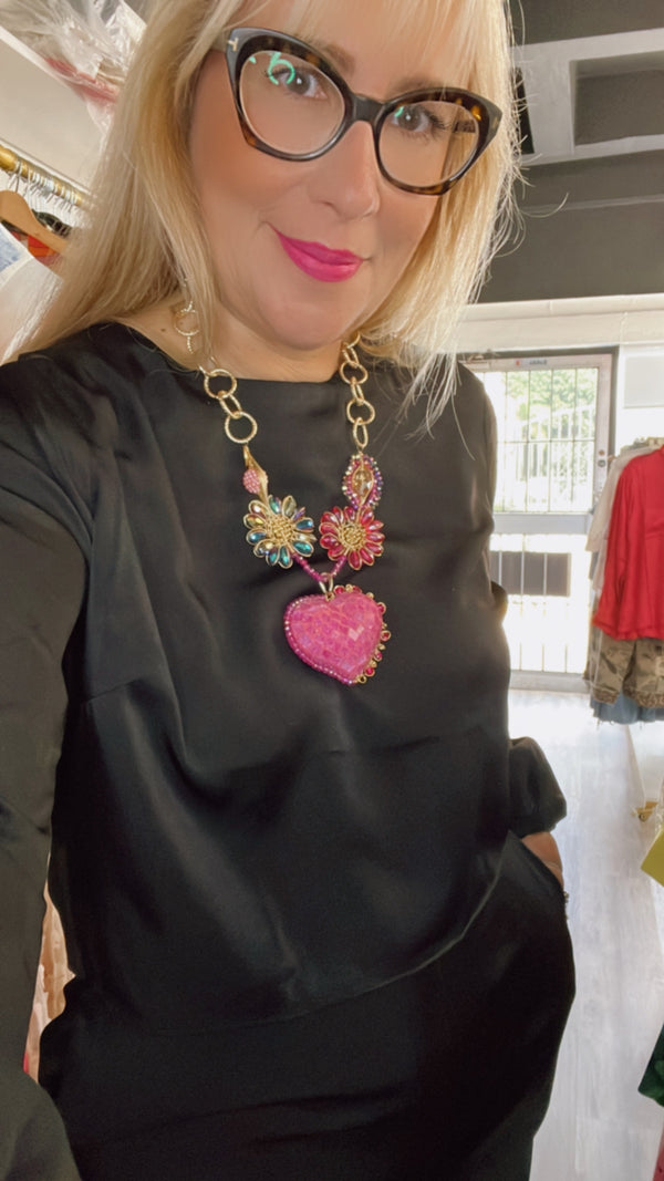 Pink Heart Necklace - Bellasbylola.com