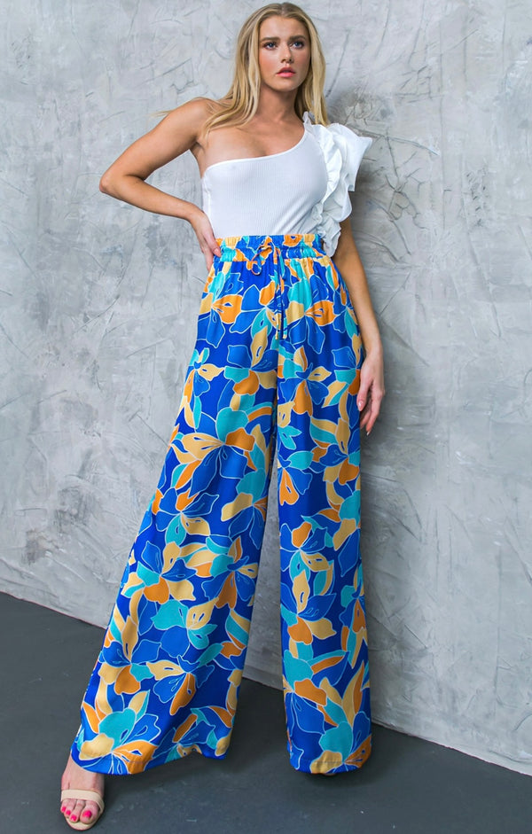 Blue Print Pants - Bellasbylola.com