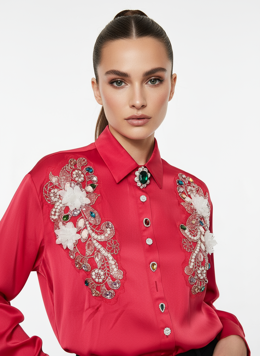 Fuchsia Crystal Bohemian Blouse: Luxurious, Elegant, and Perfect for Evening Outfits