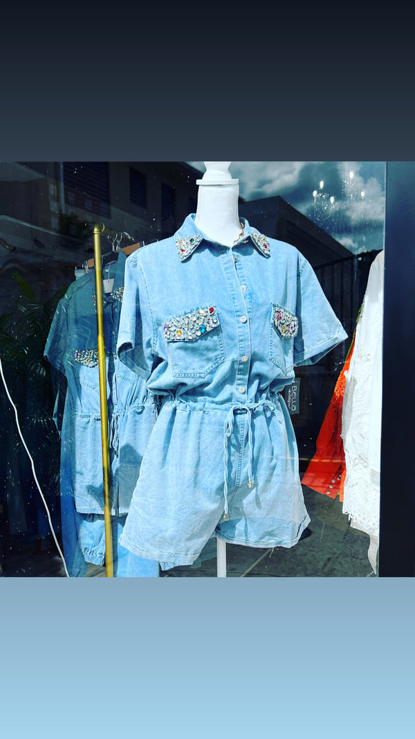 Denim Romper - Bellasbylola.com