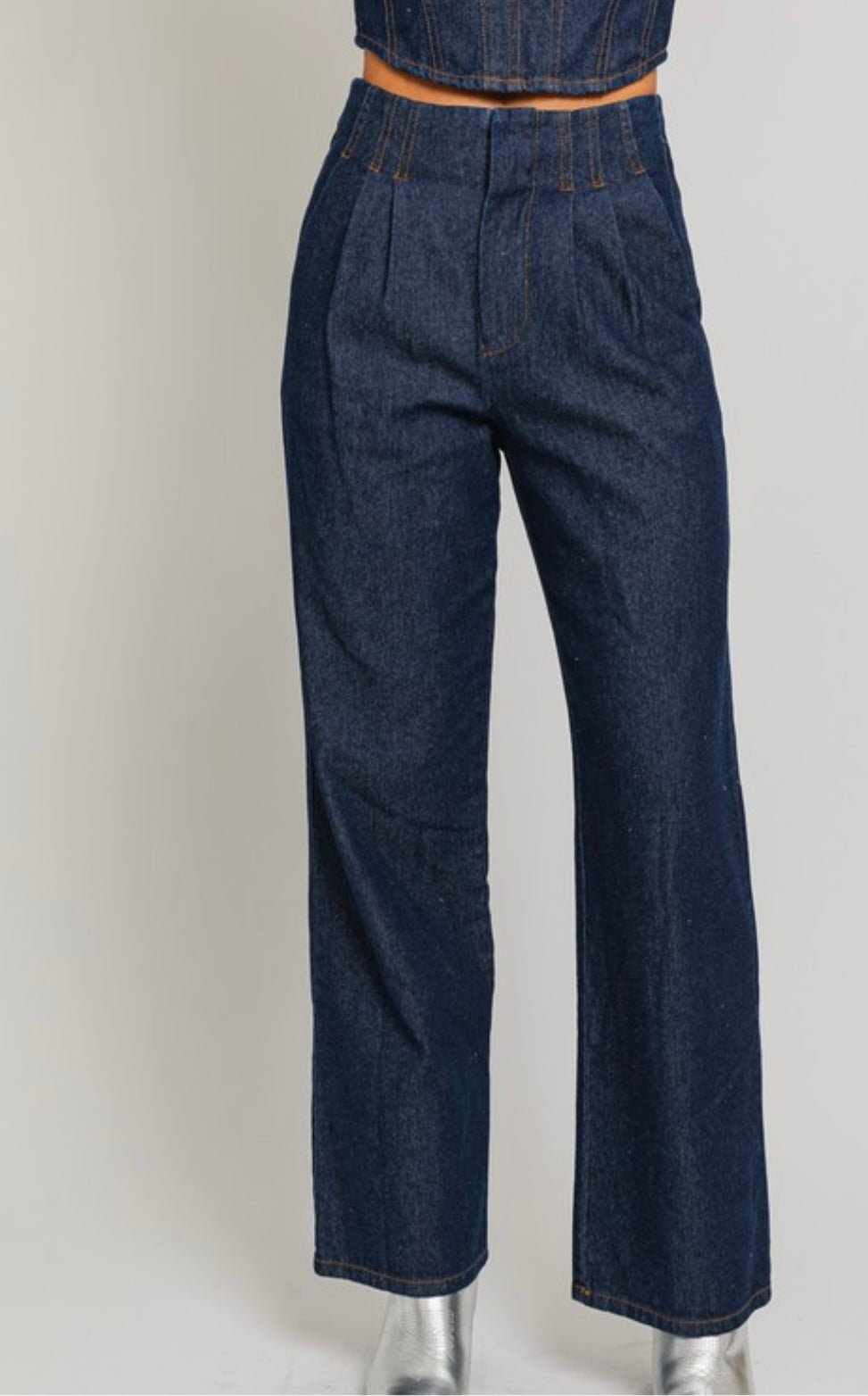 Indigo High Waisted Denim Set - Top & Pantalón - Bella Boutique & Bellasbylola.com