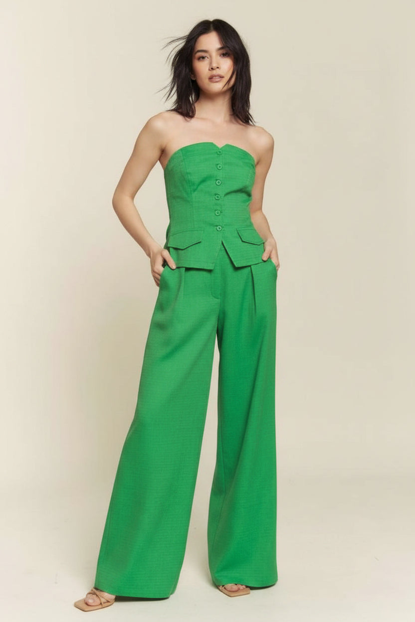 Kelly Green Palazzo Set with Tube Top - Bella & Bellasbylola.com
