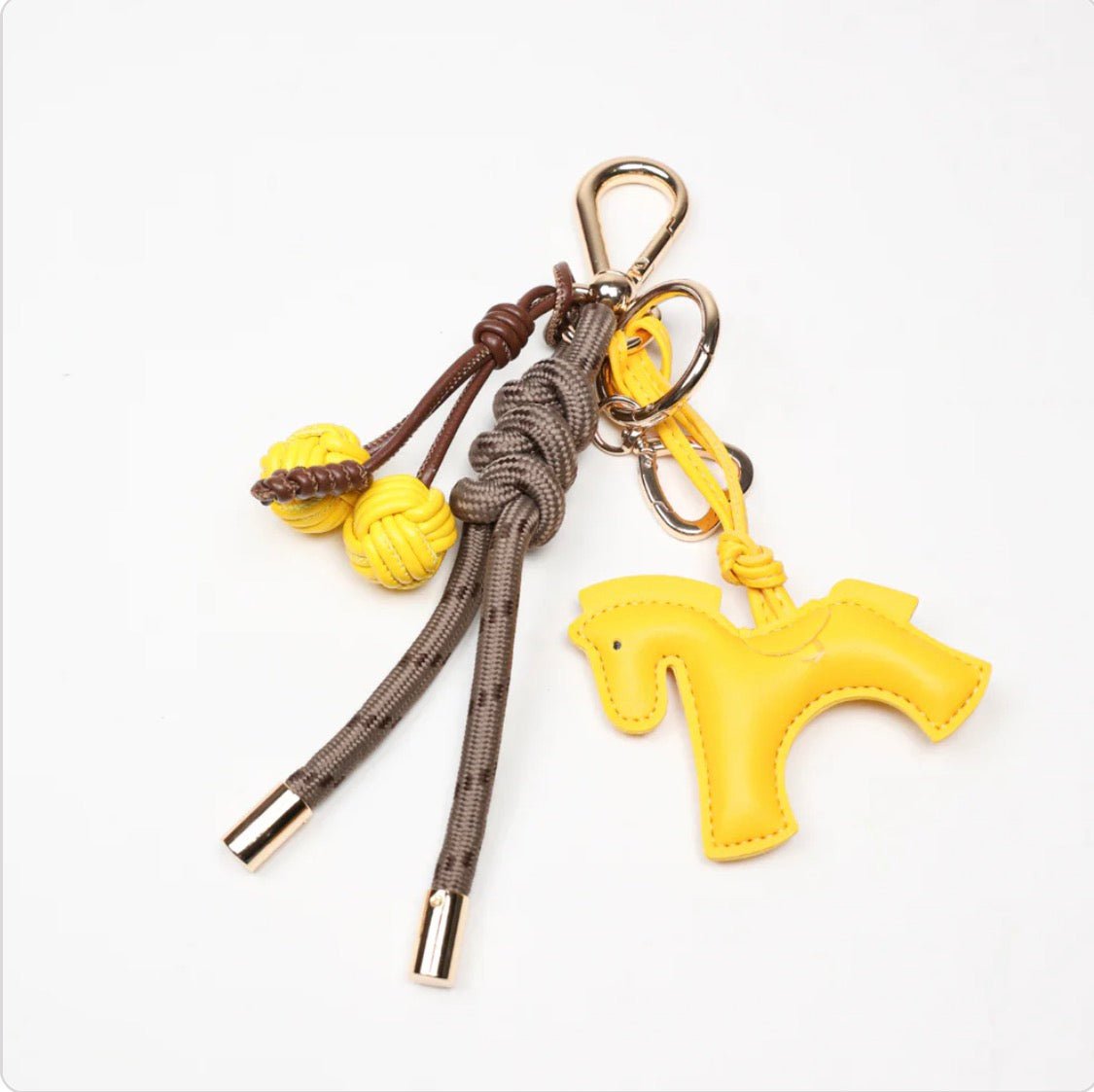 KEY CHAIN MOCHA WITH CHARMS - YELLOW HORSE AND YELLOW CHERRIES - Bella & Bellasbylola.com