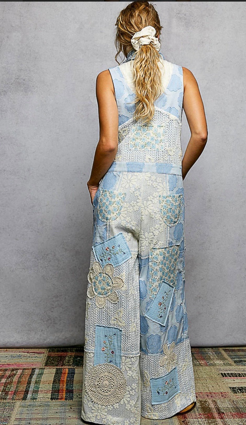 Lace Wide Leg Denim Overall with crochet - Llega 2/2/26 - Bella Boutique & Bellasbylola.com