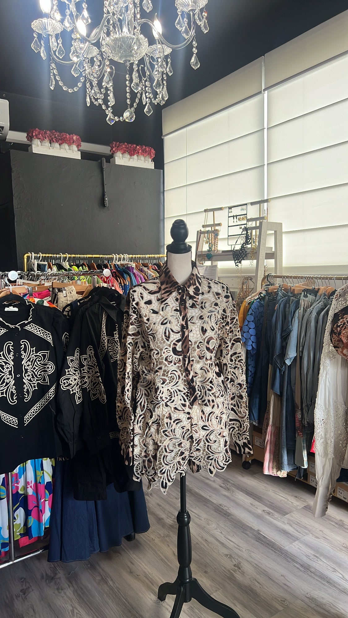 Leopard Print Eyelet blouse (Top) - Bella Boutique & Bellasbylola.com