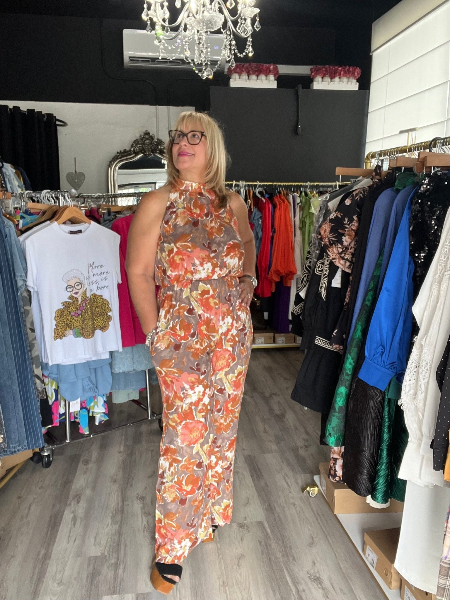 Mirabella Sleeveless Jumpsuit: Ruched Detailing, Smocked Waistline, Wide Leg & Adjustable Closure - Bellasbylola.com