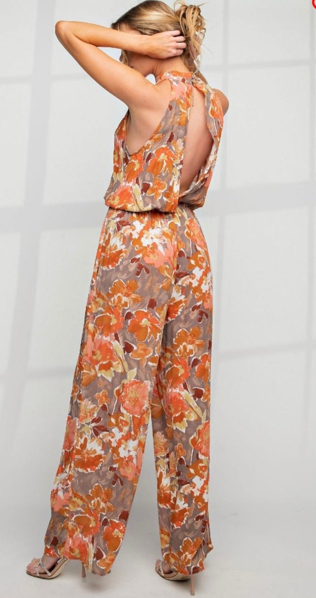 Mirabella Sleeveless Jumpsuit: Ruched Detailing, Smocked Waistline, Wide Leg & Adjustable Closure -Bellasbylola.com