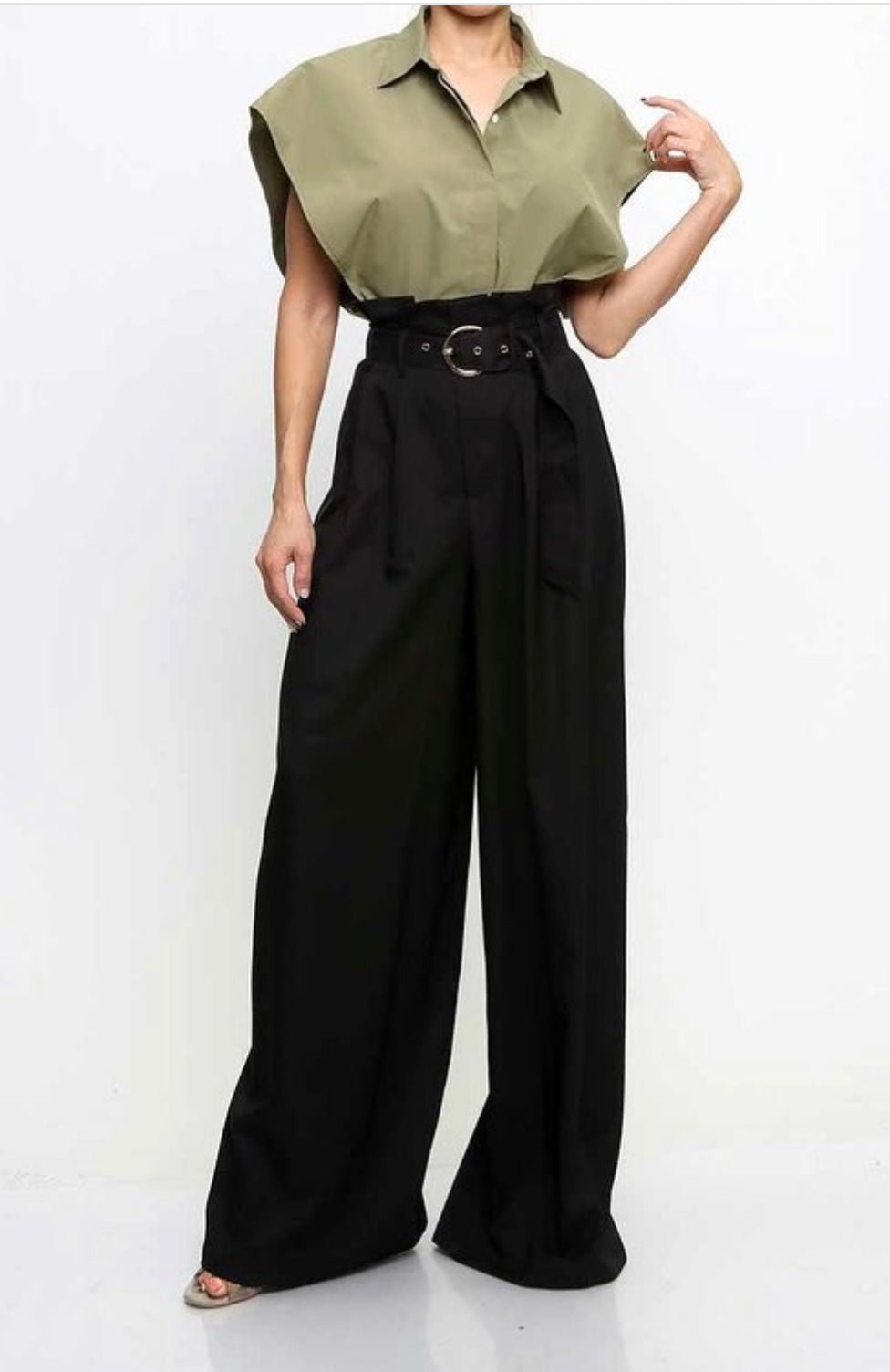 Olive Paperbag Maxi Palazzo Pants - Bella Boutique & Bellasbylola.com