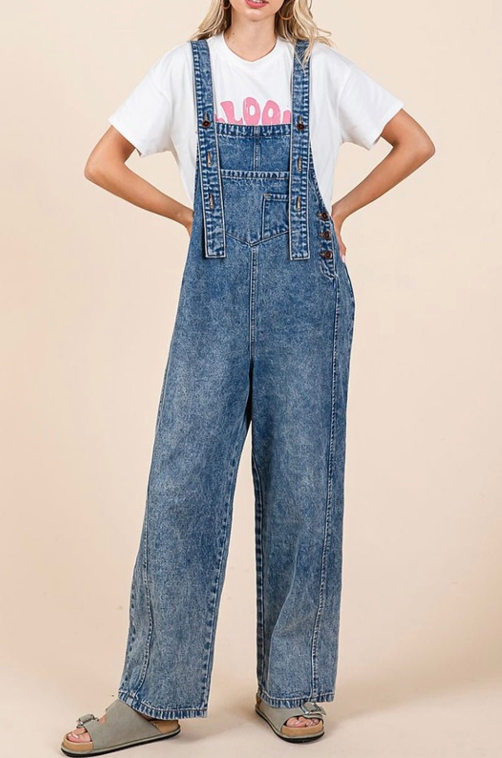 Olivia Denim Wide Leg Overall - In Store & online🌟 - Bella Boutique & Bellasbylola.com